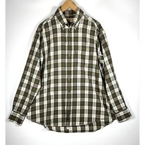 Barbour Tartan Shirt Mens XXL Brown Plaid Cotton Button Down Made in Portugal